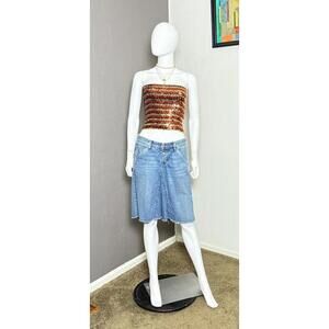 1970’s Vintage Sequined Tube Top Gold Bronze Orange Stripes Studio 54 Glam Top